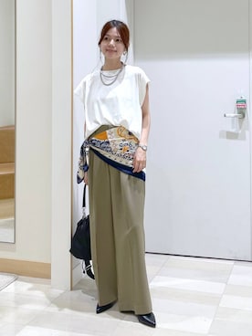 「GLOBAL WORK（グローバルワーク）のアイテム（ストール/ショール）」を使った、きょんさん（レディース・155cm）の夏コーディネート