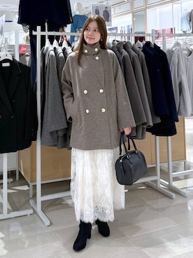 「アイテム（チェスターコート）」を使った、きょんさん（レディース・155cm）の秋コーディネート