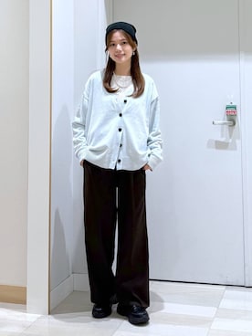 「ウエストゴム」｜「アイテム（アクセサリー）」を使った、きょんさん（レディース・155cm）の秋コーディネート