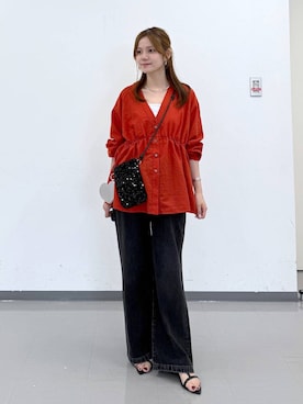 「GLOBAL WORK（グローバルワーク）のステンレスアソートサイズチョーカー/325801（ネックレス、シルバー系）」を使った、きょんさん（レディース・155cm）の夏コーディネート