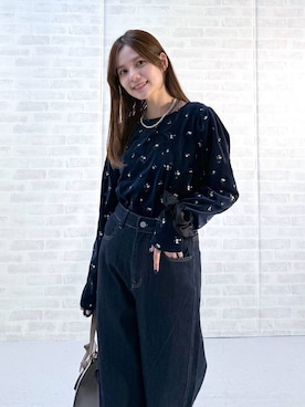 「GLOBAL WORK（グローバルワーク）のGOODデニムバギーパンツ/498388（デニムパンツ）」を使った、きょんさん（レディース・155cm）の秋コーディネート