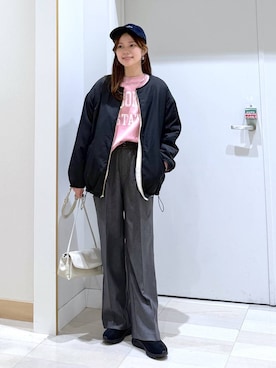 「ウエストゴム」｜「アイテム（帽子）」を使った、きょんさん（レディース・155cm）の冬コーディネート