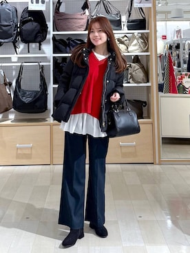 「体型カバー」｜「アイテム（ジャケット/アウター）」を使った、きょんさん（レディース・155cm）の冬コーディネート