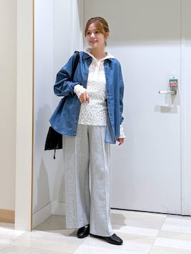 「GLOBAL WORK（グローバルワーク）のストレッチ総レースフーディー/1054133（Tシャツ/カットソー、ホワイト系）」を使った、きょんさん（レディース・155cm）の夏コーディネート