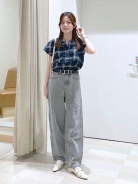 「アイテム（パンプス、ホワイト系）」を使った、きょんさん（レディース・155cm）の夏コーディネート