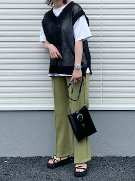 「ピスタチオ」｜「アイテム（腕時計）」を使った、ものさん（レディース・157cm）の夏コーディネート