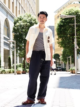 「NUMBER (N)INE（ナンバーナイン）のアイテム（タンクトップ）」を使った、yuya kudoさん（メンズ・182cm）の夏コーディネート