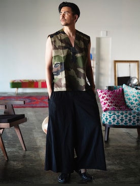 「Yohji Yamamoto（ヨウジヤマモト）のアイテム（パンツ）」を使った、yuya kudoさん（メンズ・182cm）の夏コーディネート