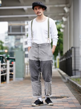 「NEWYORKER（ニューヨーカー）のアイテム（帽子）」を使った、yuya kudoさん（メンズ・182cm）の夏コーディネート