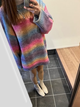 「LAKOLE（ラコレ）のアイテム（ブーツ）」を使った、RUKAさん（レディース・159cm）の冬コーディネート