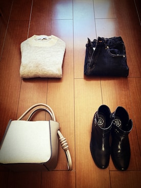 「Piedi Nudi（ピエディヌーディ）のアイテム」を使った、細野朋子さん（レディース・150cm）の冬コーディネート