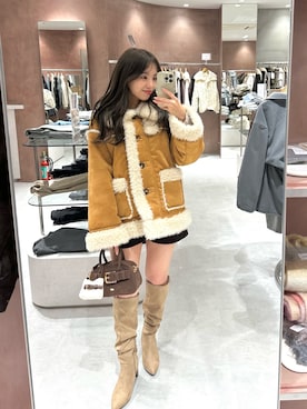 「アイテム（その他アウター、イエロー系）」を使った、yuikaさん（レディース・154cm）の秋コーディネート