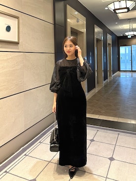 SALON by Chico】配色シアーリボンベロアワンピース/オケージョンを