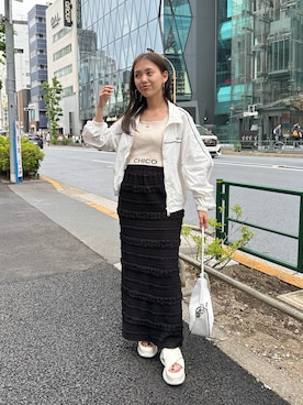 「ナイロンパーカー」｜「アイテム（サンダル）」を使った、yuikaさん（レディース・154cm）の春コーディネート
