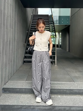 「アイテム（ニット/セーター）」を使った、yuikaさん（レディース・154cm）の夏コーディネート