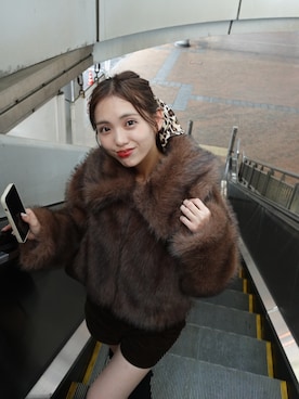 「アイテム（その他アウター、ブラウン系）」を使った、yuikaさん（レディース・154cm）の秋コーディネート