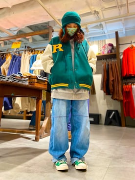 「oversize」｜「アイテム（ブルゾン）」を使った、zさん（レディース・152cm）の冬コーディネート