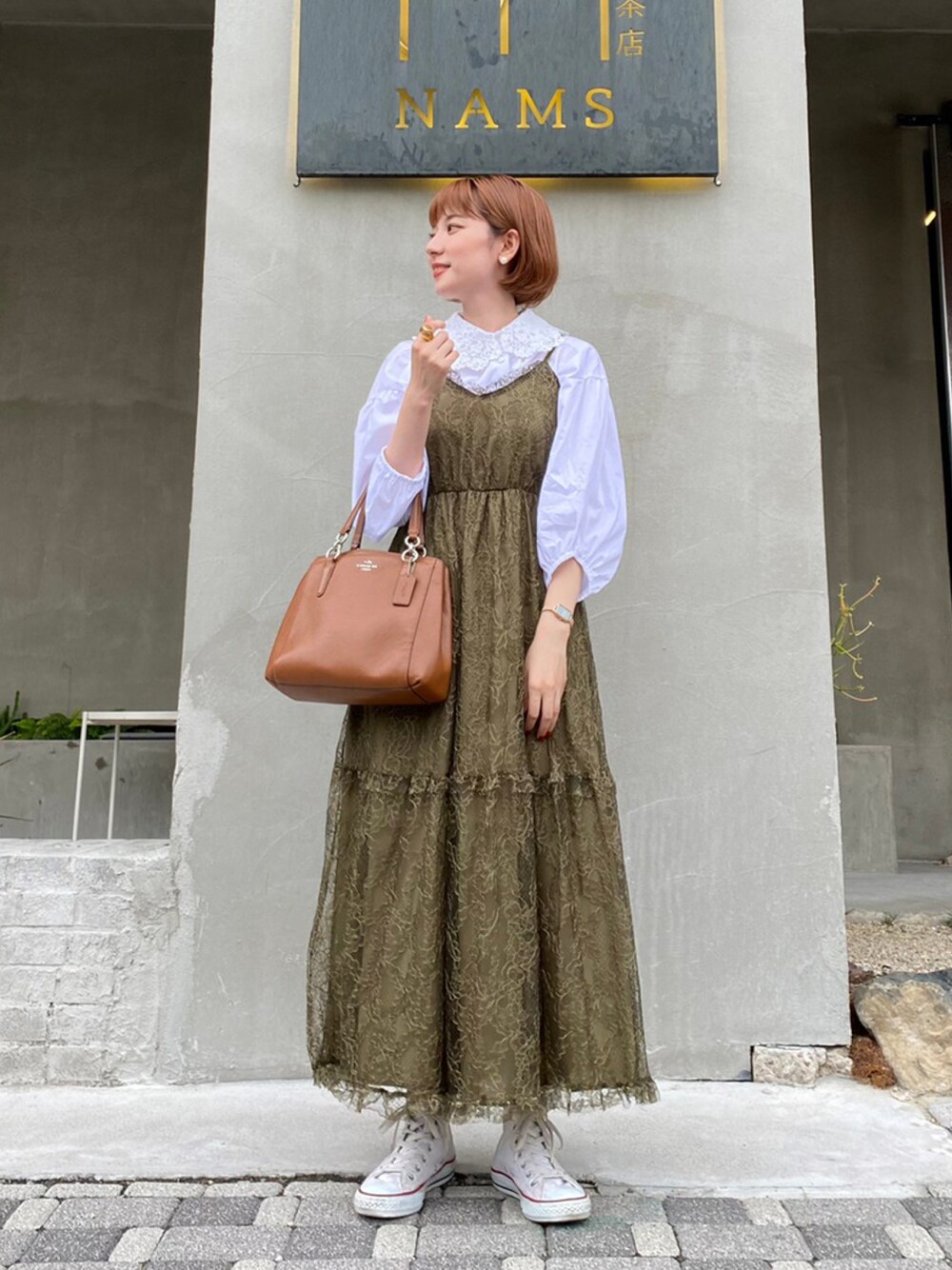 「秋のコーデ、休日スタイル、大人ガーリー、レース、古着、ZARA、ootd、きれいめカジュアル、秋服準備はじめました」｜「ZARAのアイテム（シャツ/ブラウス、ホワイト系）」を使った、トウニュウチャンさん（レディース・157cm）の秋コーディネートの1枚目の写真