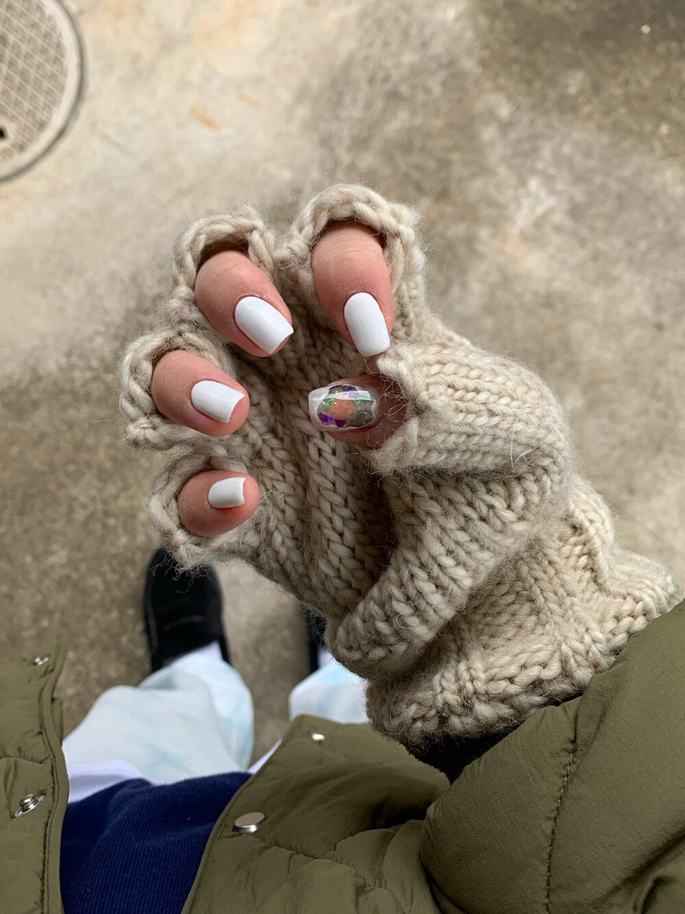 「手袋、ootd、冬、INFIELDERDESIGN、ベージュ」｜「INFIELDER DESIGNのアイテム（手袋、ベージュ系）」を使った、riiioさん（レディース・153cm）の冬コーディネートの1枚目の写真