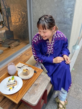 「sara mallika（サラ マリカ）のアイテム（ワンピース）」を使った、riiioさん（レディース・153cm）の夏コーディネート