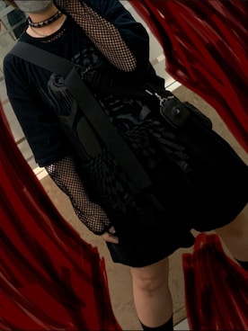 「Never mind the XU / Chikashitsu+（ネバーマインド ザ エックスユー / チカシツプラス）のアイテム」を使った、𓃟さん（レディース・155cm）の夏コーディネート