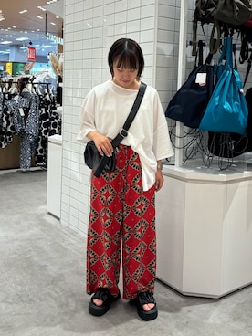 「CIAOPANIC TYPY（チャオパニックティピー）のバティック柄イージーパンツ（その他パンツ）」を使った、a s u k aさん（レディース・145cm）の夏コーディネート