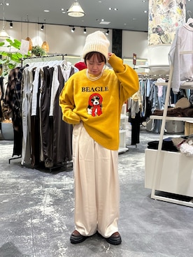 「アイテム（ニットキャップ/ビーニー）」を使った、a s u k aさん（レディース・145cm）の秋コーディネート