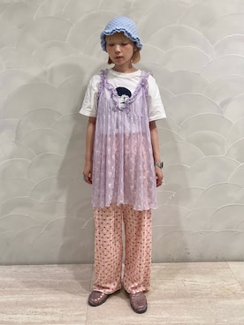 「w closet（ダブルクローゼット）のアイテム」を使った、もちちゃんさん（レディース・158cm）の夏コーディネート