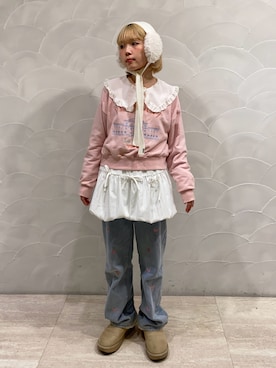 「アイテム（イヤーマフ）」を使った、もちちゃんさん（レディース・158cm）の冬コーディネート