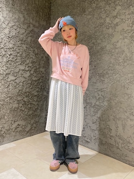 「アイテム（帽子）」を使った、もちちゃんさん（レディース・158cm）の冬コーディネート