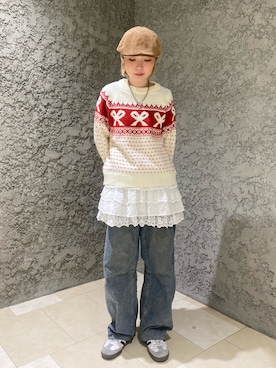 「アイテム（ハンチング/ベレー帽）」を使った、もちちゃんさん（レディース・158cm）の冬コーディネート