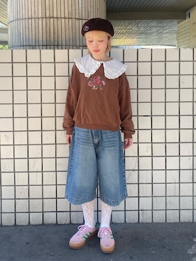 「アイテム（ハンチング/ベレー帽）」を使った、もちちゃんさん（レディース・158cm）の夏コーディネート