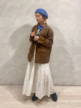 「アイテム（ハンチング/ベレー帽）」を使った、もちちゃんさん（レディース・158cm）の秋コーディネート
