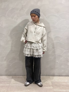 「おでかけコーデ」｜「アイテム（ニットキャップ/ビーニー）」を使った、もちちゃんさん（レディース・158cm）の秋コーディネート