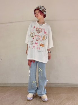 「OVERRIDE（オーバーライド）のアイテム」を使った、もちちゃんさん（レディース・158cm）の夏コーディネート