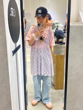「w closet（ダブルクローゼット）のアイテム」を使った、もちちゃんさん（レディース・158cm）の夏コーディネート
