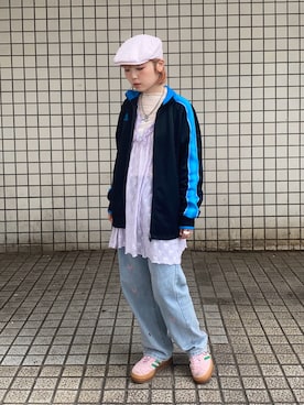 「アイテム（ハンチング/ベレー帽）」を使った、もちちゃんさん（レディース・158cm）の秋コーディネート