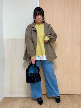 「SHOO・LA・RUE（シューラルー）の【撥水/防花粉】大人のデイリースタイルに スタンドカラーブルゾン（その他アウター、グリーン系）」を使った、nanaseさん（レディース・161cm）の冬コーディネート