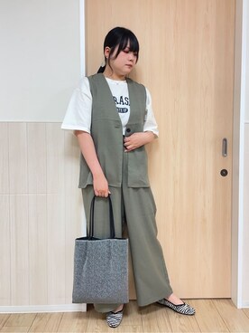 「SHOO・LA・RUE（シューラルー）の◆【高レビュー】洗えてサラサラ スクエアニットパンプス（パンプス、ブラック系）」を使った、nanaseさん（レディース・161cm）の夏コーディネート