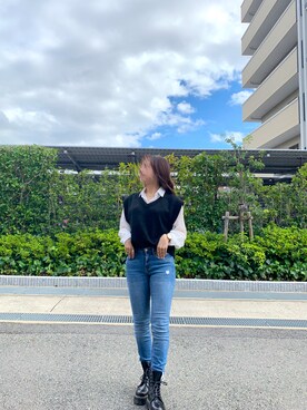 「ZARA（ザラ）のアイテム（デニムパンツ、ブルー系）」を使った、nazuさん（レディース）の秋コーディネート