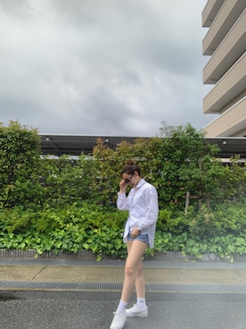 「NANING9（ナンニング）のアイテム（シャツ/ブラウス、ホワイト系）」を使った、nazuさん（レディース）の夏コーディネート