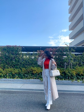 「ZARA（ザラ）のアイテム（ニット/セーター、レッド系）」を使った、nazuさん（レディース）の冬コーディネート