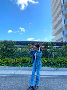 「ZARA（ザラ）のアイテム（ジャケット/アウター、ブルー系）」を使った、nazuさん（レディース）の秋コーディネート