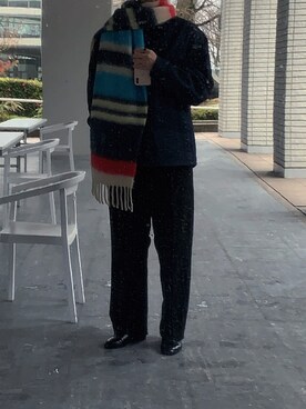 「UNIVERSAL OVERALL（ユニバーサルオーバーオール）のアイテム（デニムジャケット）」を使った、テラララさん（メンズ・178cm）の冬コーディネート