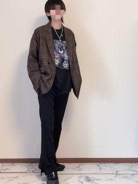 「MONO-MART（モノマート）のアイテム（スラックス）」を使った、Natさん（メンズ・172cm）の秋コーディネート