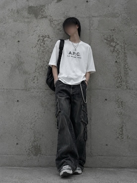 「A.P.C.（アーペーセー）のT-SHIRT RUE MADAME 2.0（Tシャツ/カットソー、ホワイト系）」を使った、Natさん（メンズ・172cm）の秋コーディネート