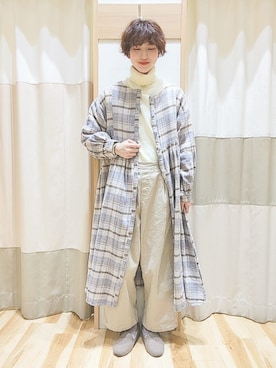 「水色」｜「アイテム（ワンピース/ドレス）」を使った、makoto𐇵さん（レディース・163cm）の冬コーディネート
