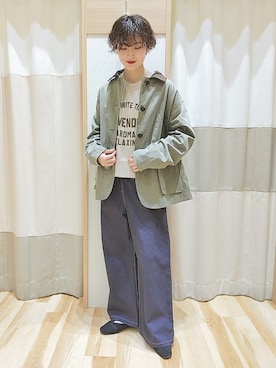 「ステッチ」｜「アイテム（ブルゾン）」を使った、makoto𐇵さん（レディース・163cm）の冬コーディネート