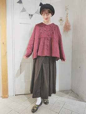 「Slowlinen」｜makoto𐇵さん（レディース・163cm）の秋コーディネート