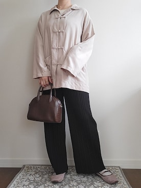 「NICE CLAUP（ナイスクラップ）のアイテム（パンツ）」を使った、mesicoさん（レディース・157cm）の秋コーディネート